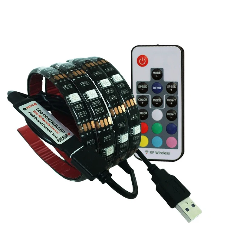 Bande lumineuse LED USB 5V, 5050 Led, 1 mètre, éclairage décoratif de fond d'ordinateur pour téléviseur, livraison gratuite