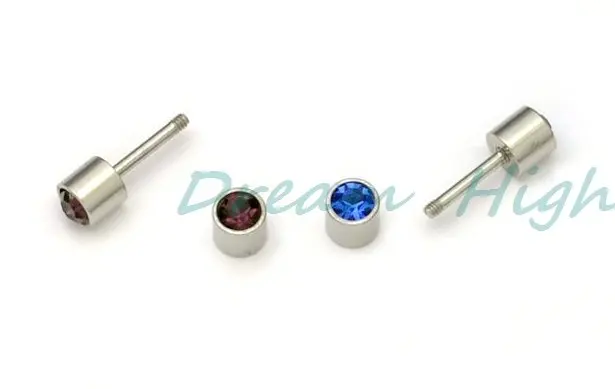 

New Arrival 316L Statinless Steel Earring For Women Ear Stud Double Gem 4mm Ear Ring 100PCS/LOT Free Shipping