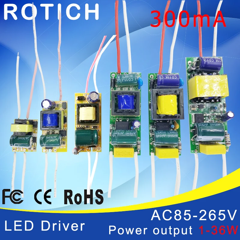 1-3W,4-7W,8-12W,15-18W,20-24W,25-36W sterownik LED zasilacz wbudowany stały prąd oświetlenie 85-265V wyjście 300mA transformator