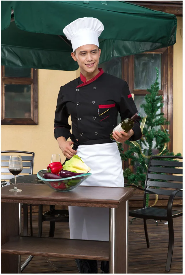 Uniforme de chef de manga larga para hotel, chaqueta de chef, ropa de chef de doble botonadura, servicio de comida para hombres y mujeres, novedad, otoño