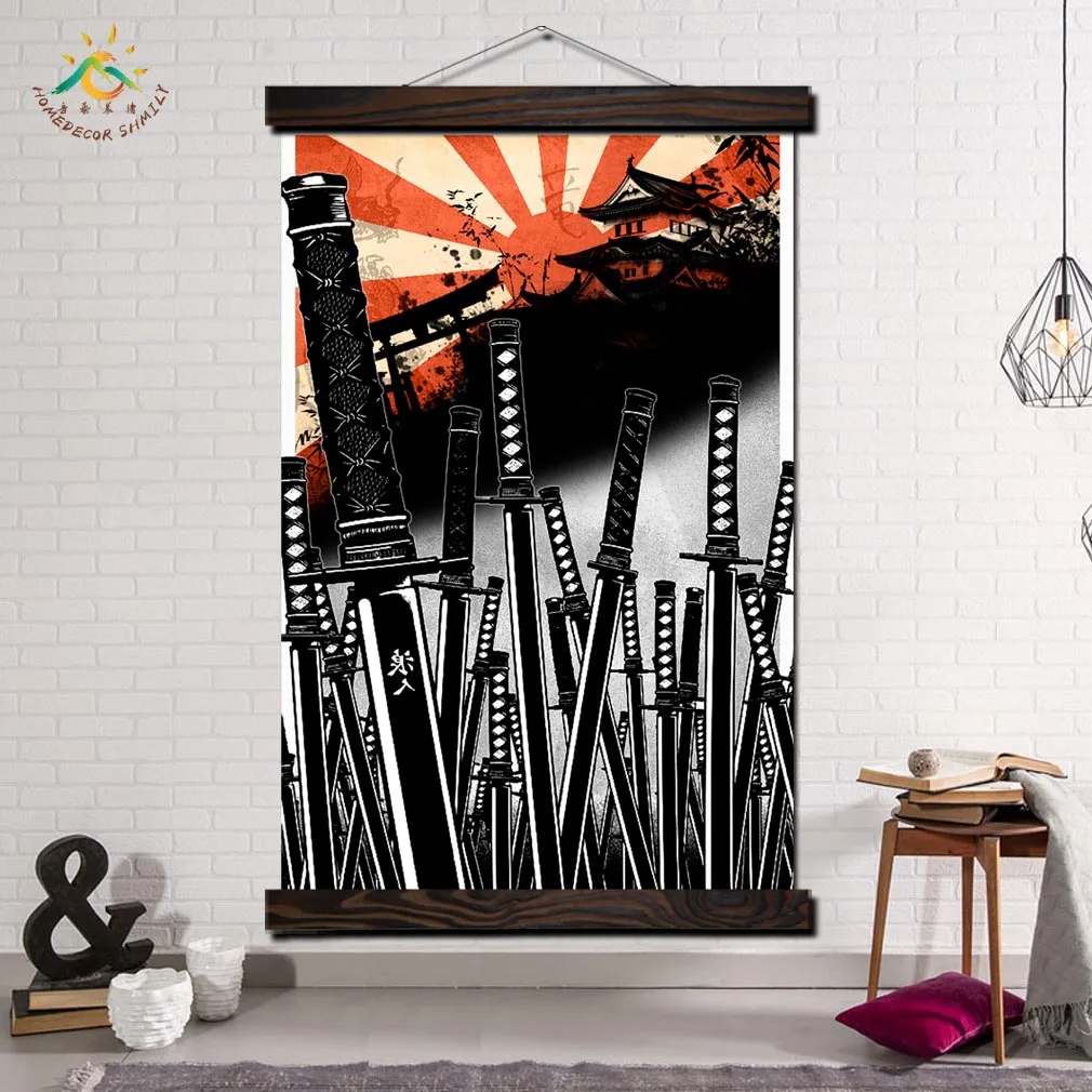 

Japanese Swords Modern Canvas Art Prints Poster Wall Painting Scroll Painting Artwork Wall Art Pictures Home Decoration