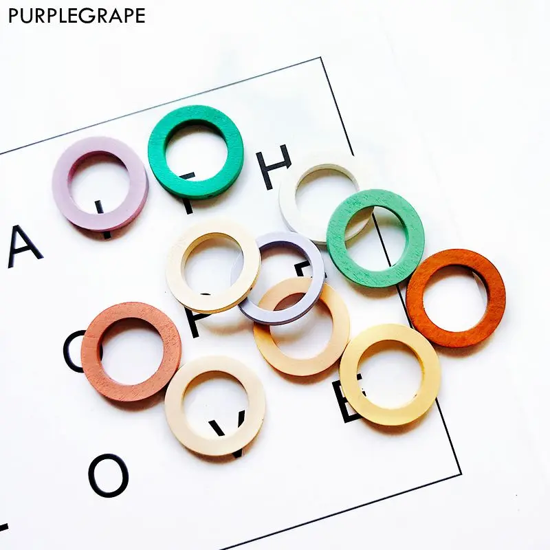 PURPLEGRAPE Minimalist Korean fashion multicolor geometric ring perforation DIY handmade earrings accessories a pack of 10