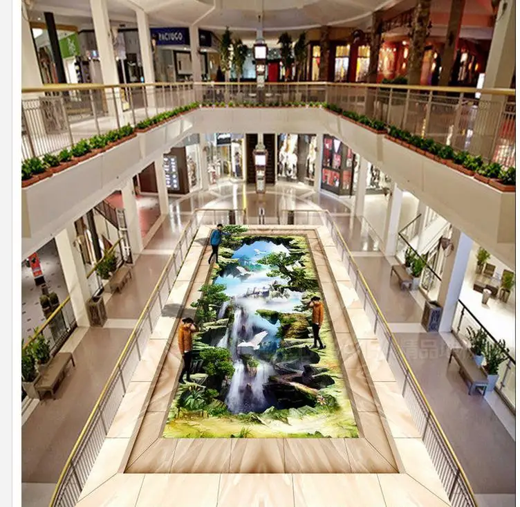 

bathroom waterproof wallpaper floor 3d wallpaper 3D landscape painting outdoors affixed 3d wallpaper waterproof