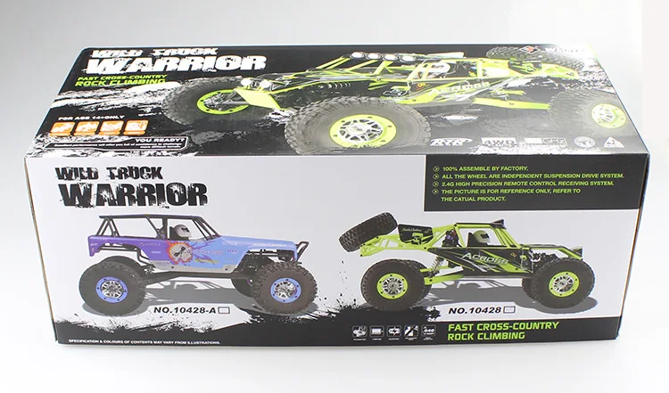 WLtoys 10428 1/10 2.4G 4WD RC Monster Crawler RC Car with LED Light RC rock-climber Remote Control Electric Wild Track Warrior