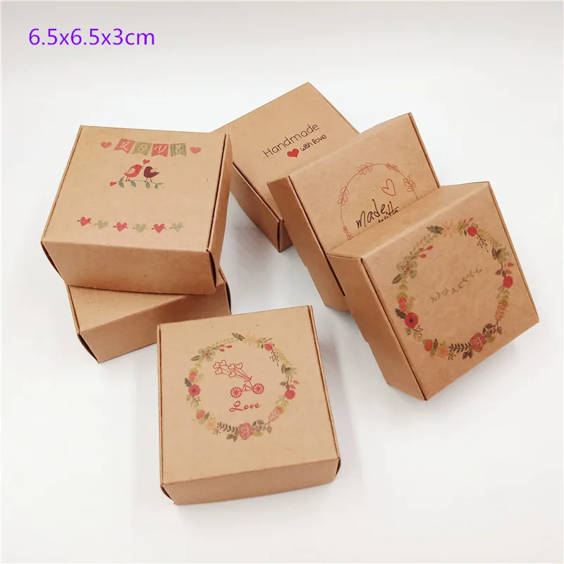 20Pcs 2019 New Paper Jewelry Boxes DIY Handmade With Love Cardboard Gift/Candy Boxes Handmade Soap Paper Packaging Box