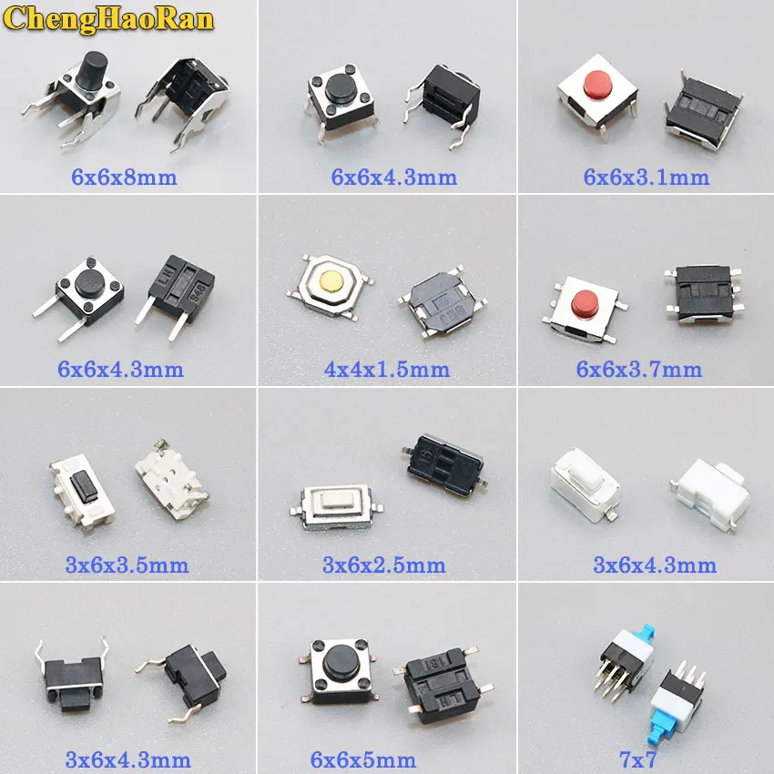 12models 120pcs of Tactile Switches Push Button SMD Tact Switch Switch