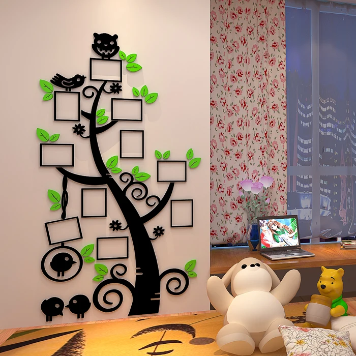 

New style Photo frame tree acrylic three-dimensional wall stickers Child room sofa wall cartoon bird wall stickers