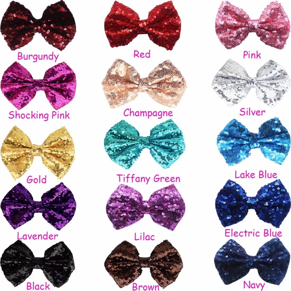 12Pcs Party Festival Girls Sparkling Bows Clips  6 Pairs Glitter Sequins 4\