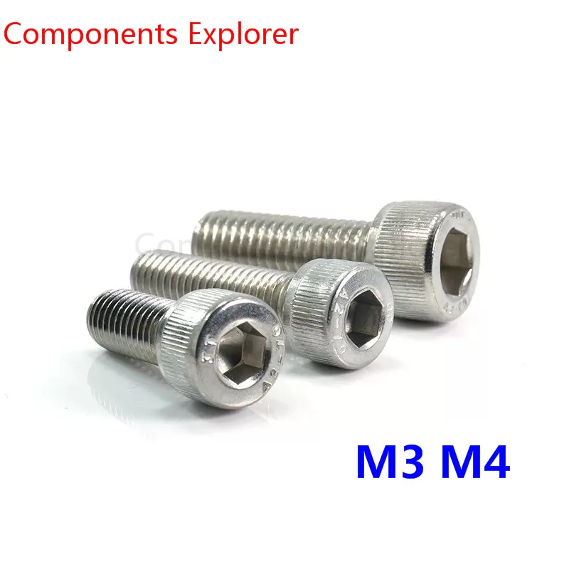 304# Stainless steel core head bolts M3/M4*8/10/12/16/20/25mm,100pcs/lot.