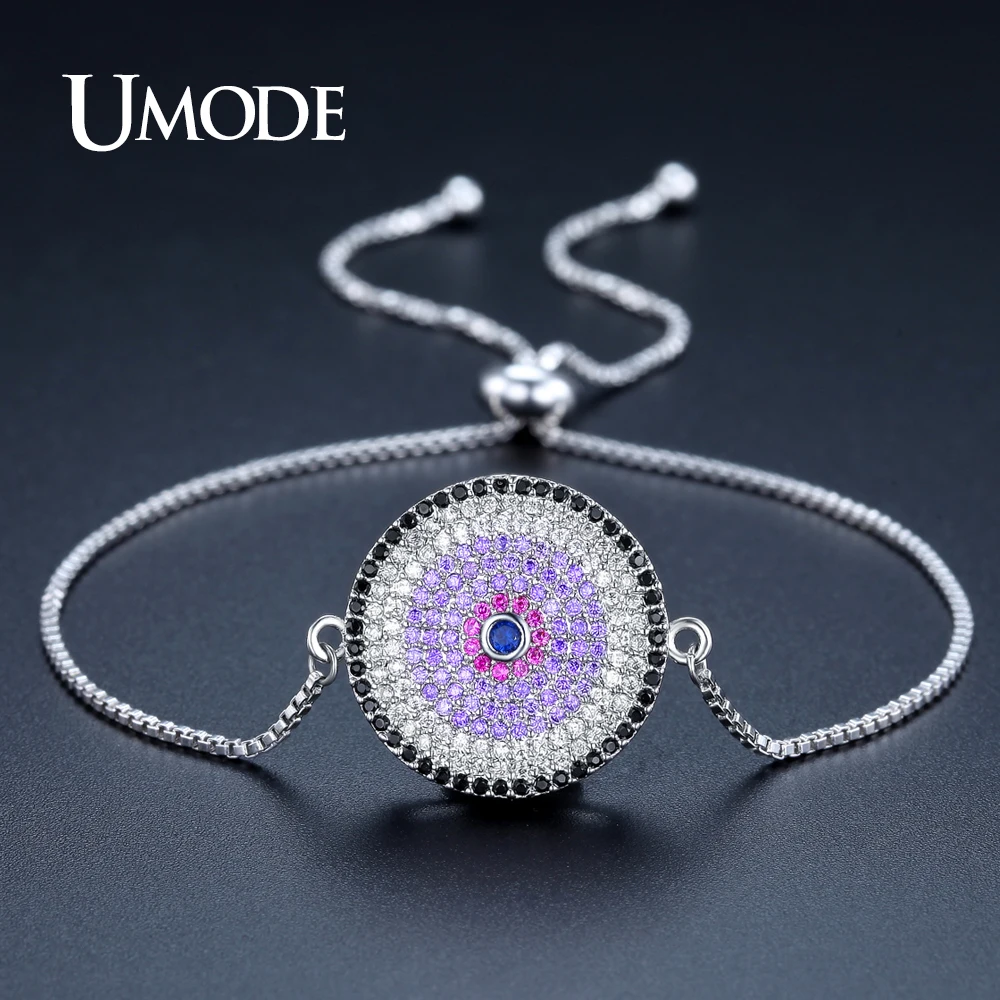 

UMODE New Fashion Chain & Link Bracelets for Women Jewelry Round Colorful CZ Bracciali Donna Christmas Gift UB0103C