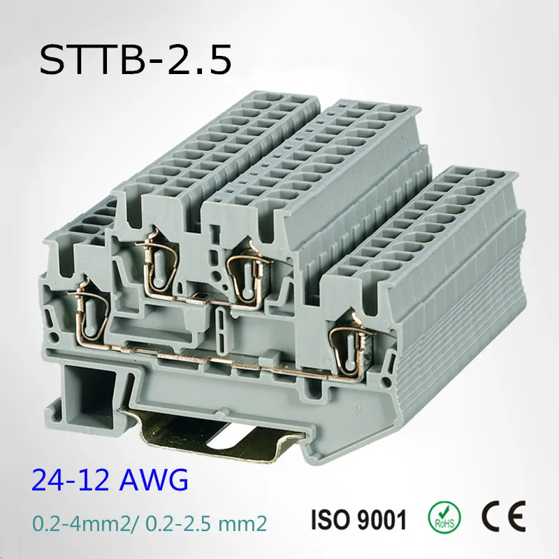 

10pcs Type STTB-2.5 24-12 AWG Quick Wiring Connector Dual Layer Din Rail Modular Push in Terminal Blocks STTB2.5