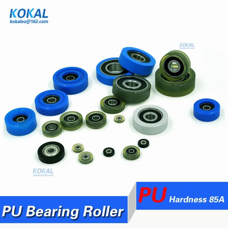 [PU02] low noise Polyurethane DIY 608 6000zz  TPU PU rubber soft ball bearing wheel pulley counting machine roller dia.30-50mm