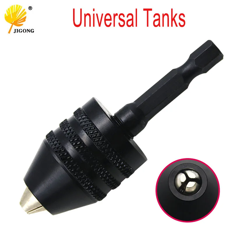 

0.3-6.5mm 1/4" 6.35mm Keyless Drill Chuck Screwdriver Impact Driver Adaptor Hex Shank Drills Grinder Converter