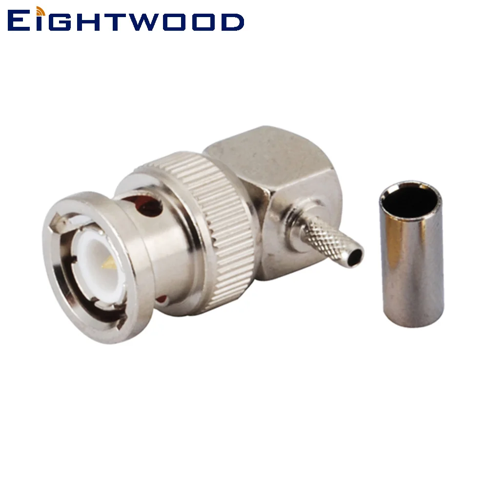 Eightwood BNC Plug Male RF Coaxial Connector Adapter Right Angle Crimp RG316 RG174 LMR100 Cable for Antenna Telecom Automotive