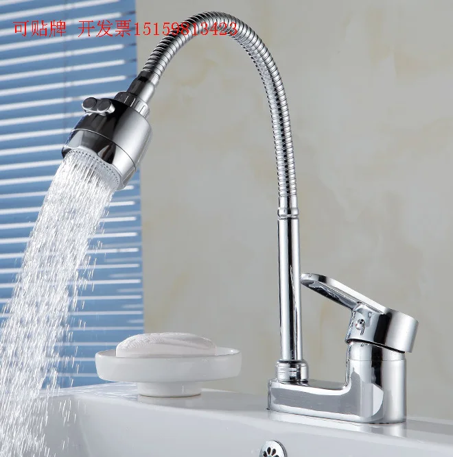 Zinc alloy single handle double hole hot and cold basin faucet wash basin universal rotating faucet ceramic faucet