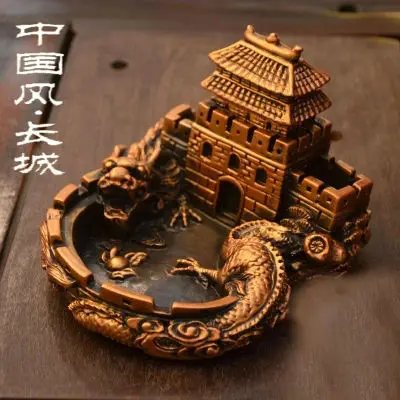 Large Chinese style high-end creative retro Great Wall ashtray Chinese tea table desk gift free shipping