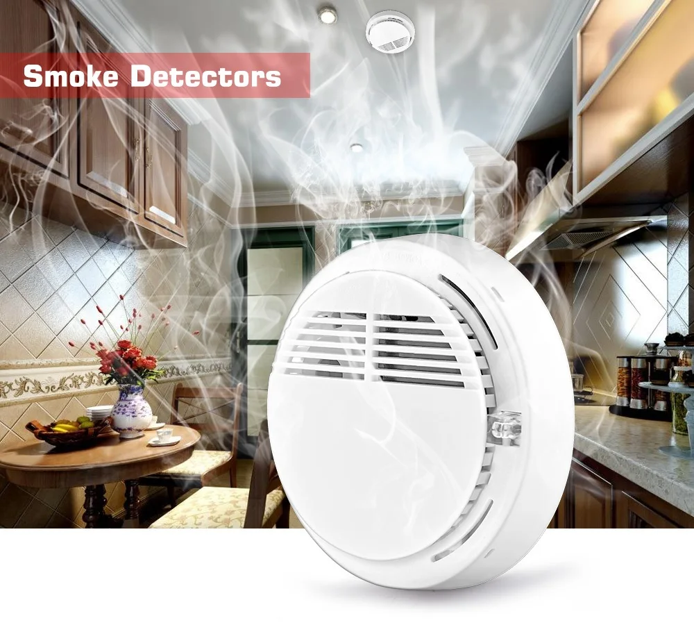 BONLOR-alarma inalámbrica de seguridad para el hogar y la Oficina, Detector de humo y fuego, Sensor GSM, SMS, 433/315Mhz, 2ps