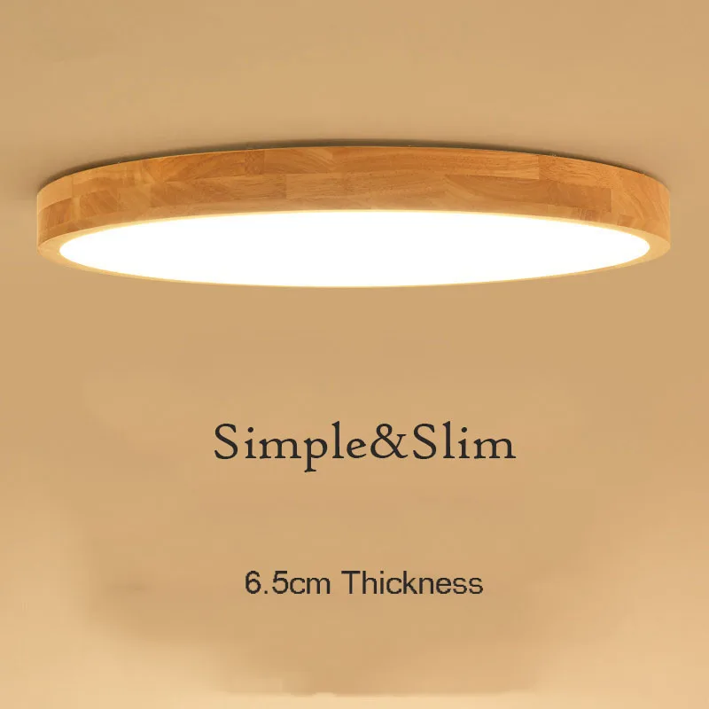 

Modern Round LED Ceiling Light Nordic Simple Wood Ceiling Mounted Lamp Living Room Bedroom Study Office Slim Ceiling Light