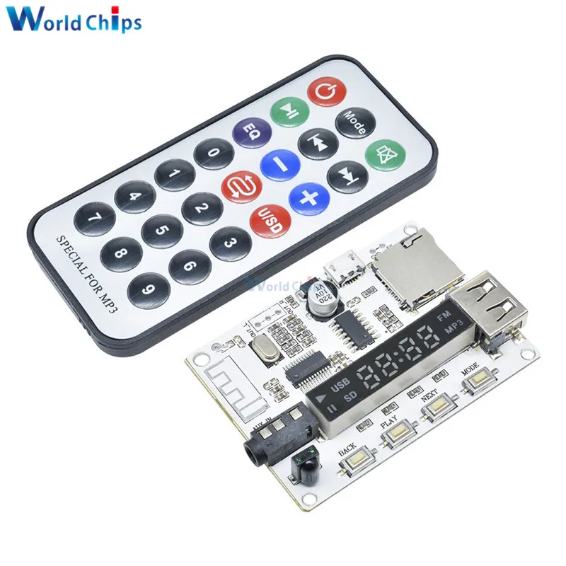 Digital LED Display Wireless Bluetooth FM MP3 Decoding Board TF Card Audio Sound Module with Infrared Remote Controller