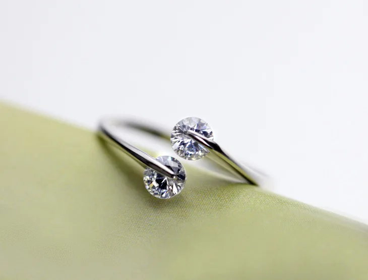 Women's 925 Sterling Silver Adjustable Zirconia Ring