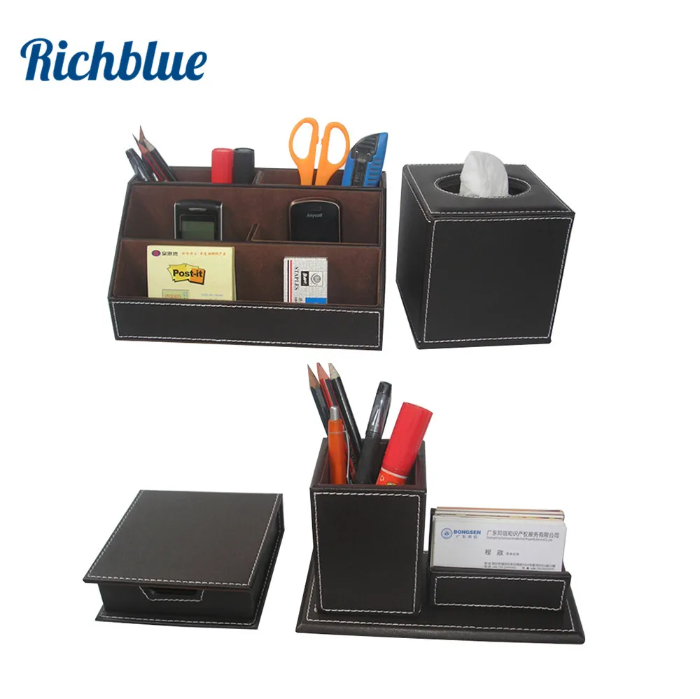 Office Accessories Home Study Stationery Desk Set Organizer Name Card Holder Pen Storage Box Memo Box Roll Tissue Case