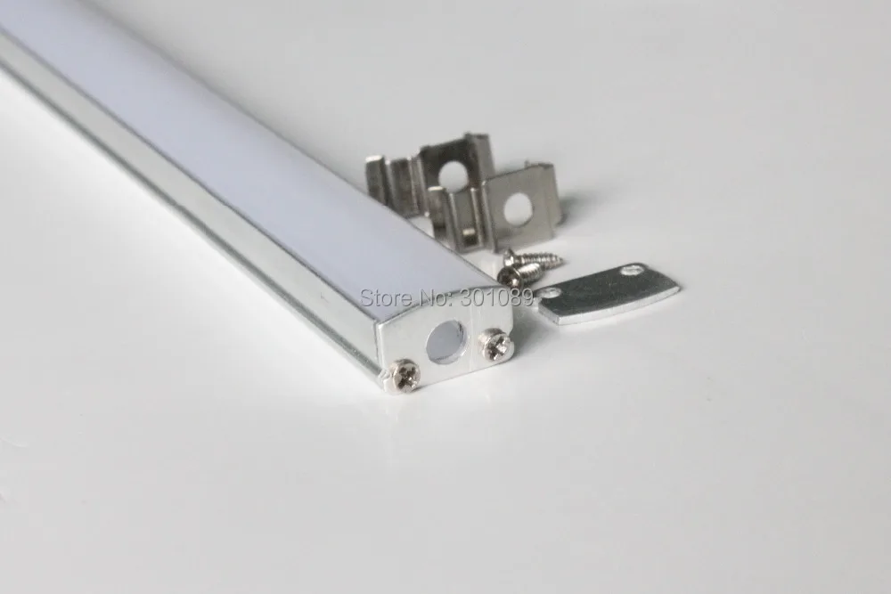 15m(30pcs) a lot, 0.5m per piece, slim aluminum extrusion profiles for leds strips display with milky diffuse cover