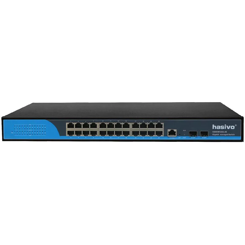 24 RJ45 10M/100M/1000M & 2 Optical port Managed Switch 30 watts AC100-240V 50/60HZ