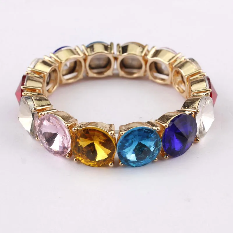 

ZWPON 2020 New Elastic Prismatic Crystals Dot Bracelets Bangles for Women Trendy Gold Adjustable Inspirational Bracelets Jewelry