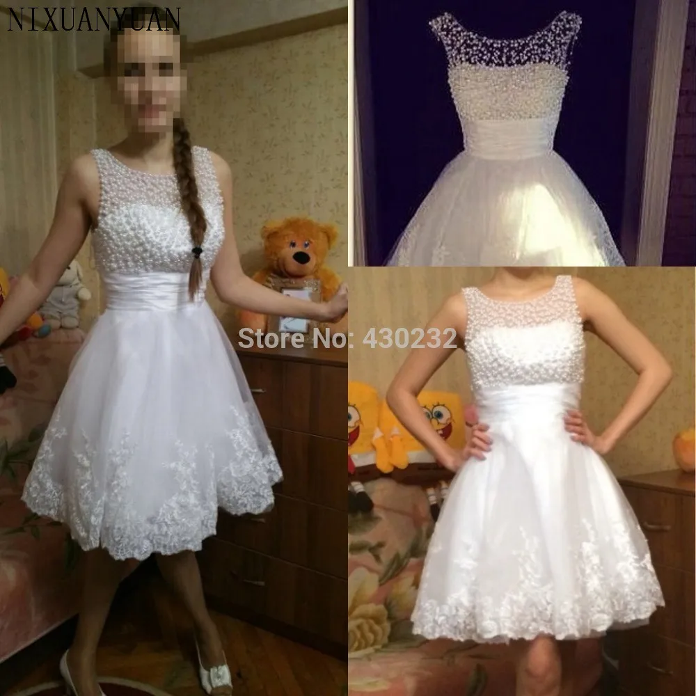 

New 2023 White Short Wedding Dresses The Brides Sexy Lace Wedding Dress Bridal Gown Plus Size Ivory vestido de noiva Real Sample