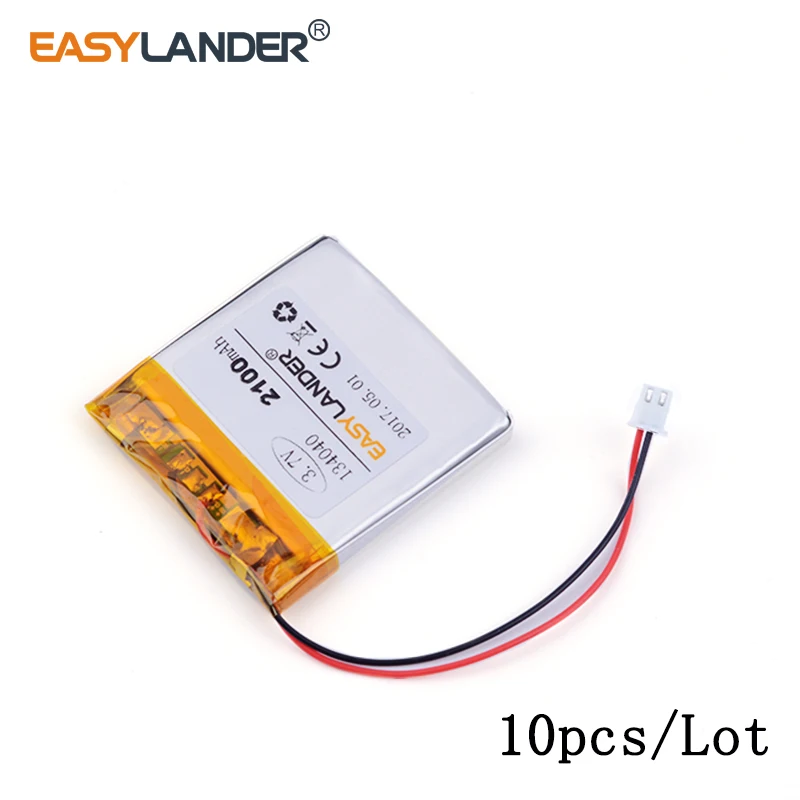 

10pcs/Lot JST2.54 2P 134040 3.7V 2100mAh Rechargeable Lithium Li-ion Polymer Battery