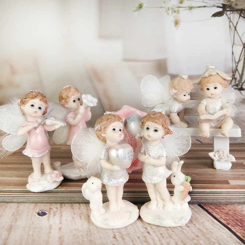 

Flower Fairy Statue Garden Figurines Love music Baby Girl angel Resin baby doll gifts for Children Wedding gifts Home Decoration