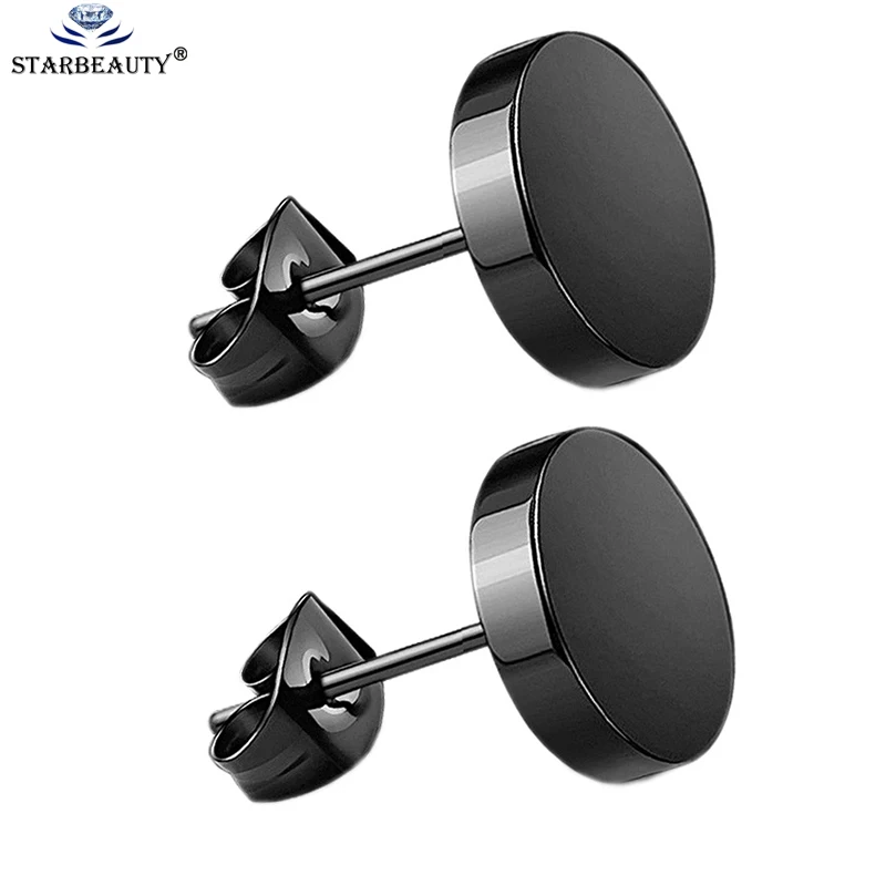 2Pcs Black  6-12mm Surgical Steel Cheater Faux Fake Ear Plug Flesh Tunnel Gauges Tapers Stretcher Earring Piercing Jewelry