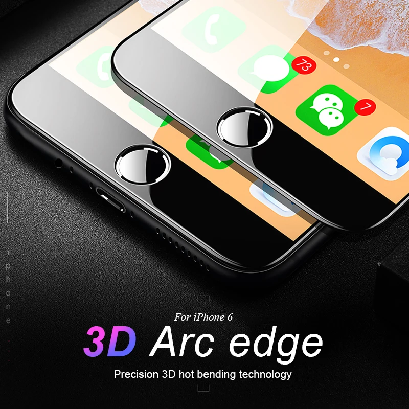 3D Curved Edge Full Cover Screen Protector For iPhone 6 7 8 Plus Tempered Glass On The For Apple iPhone 6s Plus X XS Glass Film