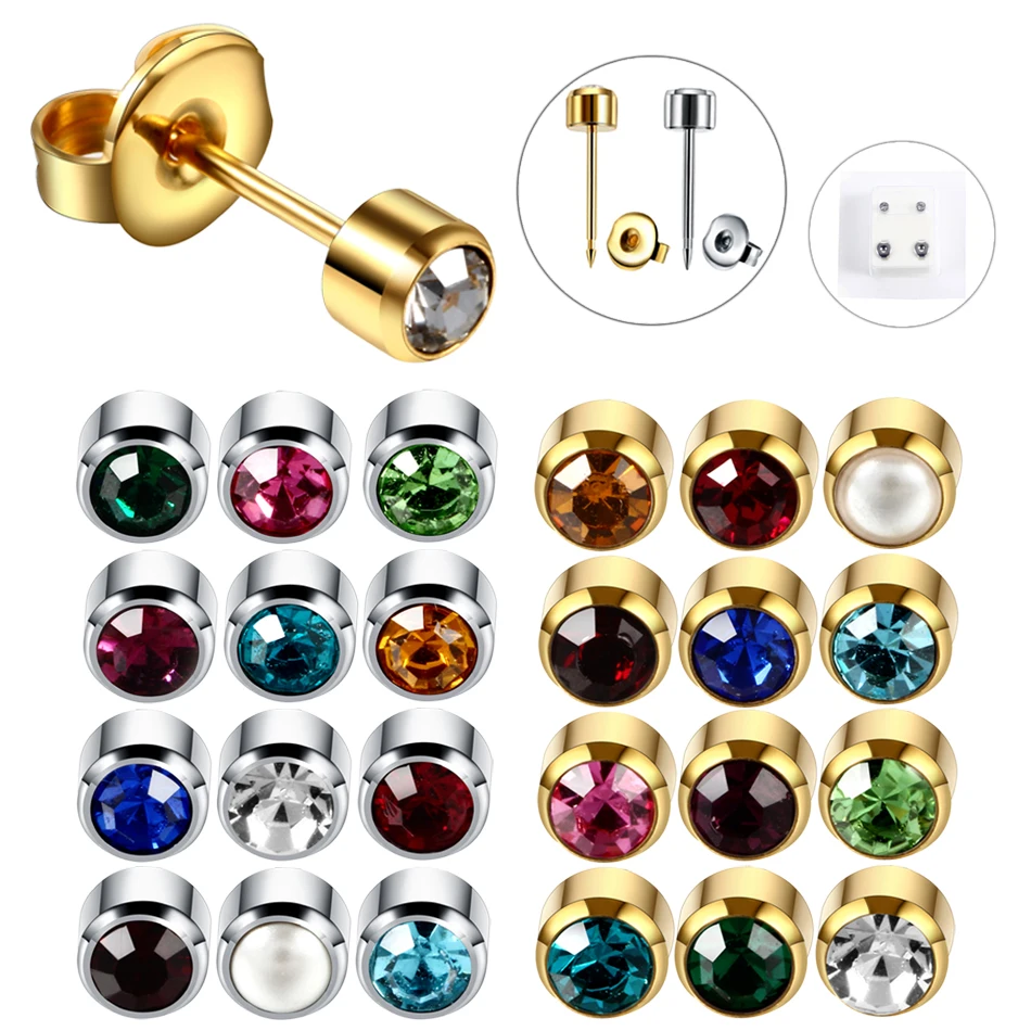 Pair Fashion Steel Sterile Ear Piercing Screw Back Earrings Stud Ear Cartilage Tragus Piercing For Earring Gun