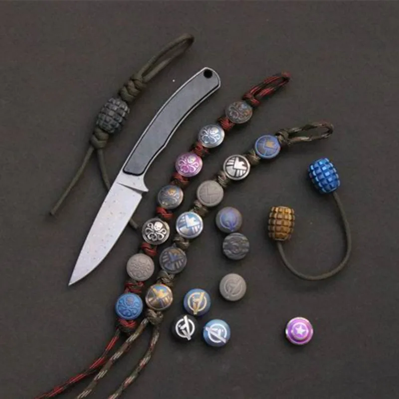 1PC Titanium Alloy Knife Beads Lanyard Pendant Knife Fall Paracord Bracelet Beads DIY Small Pendant Accessories EDC Pocket Tool