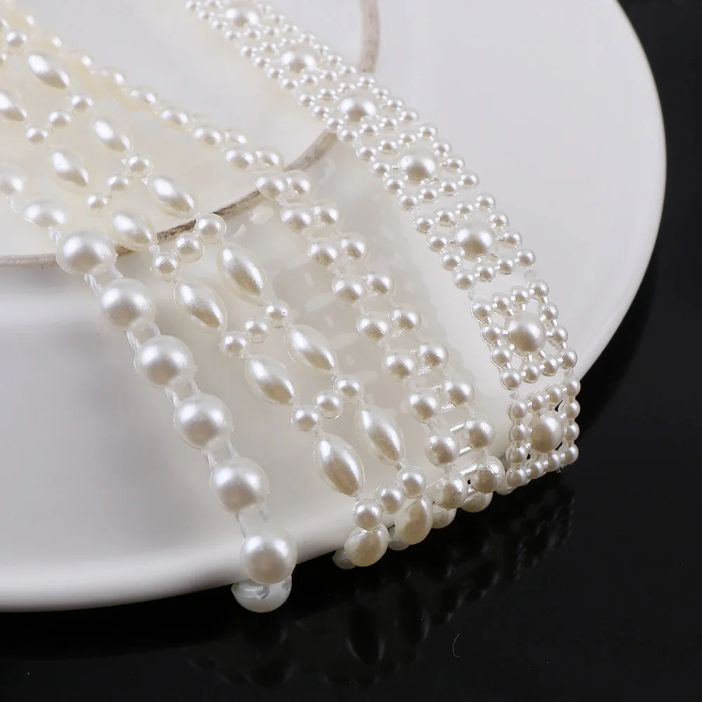 ABS Beads Imitation  Flower/Round/star Pearl Chain Trim for DIY Wedding Party Decoration & Jewelry Findings Craft Accessory