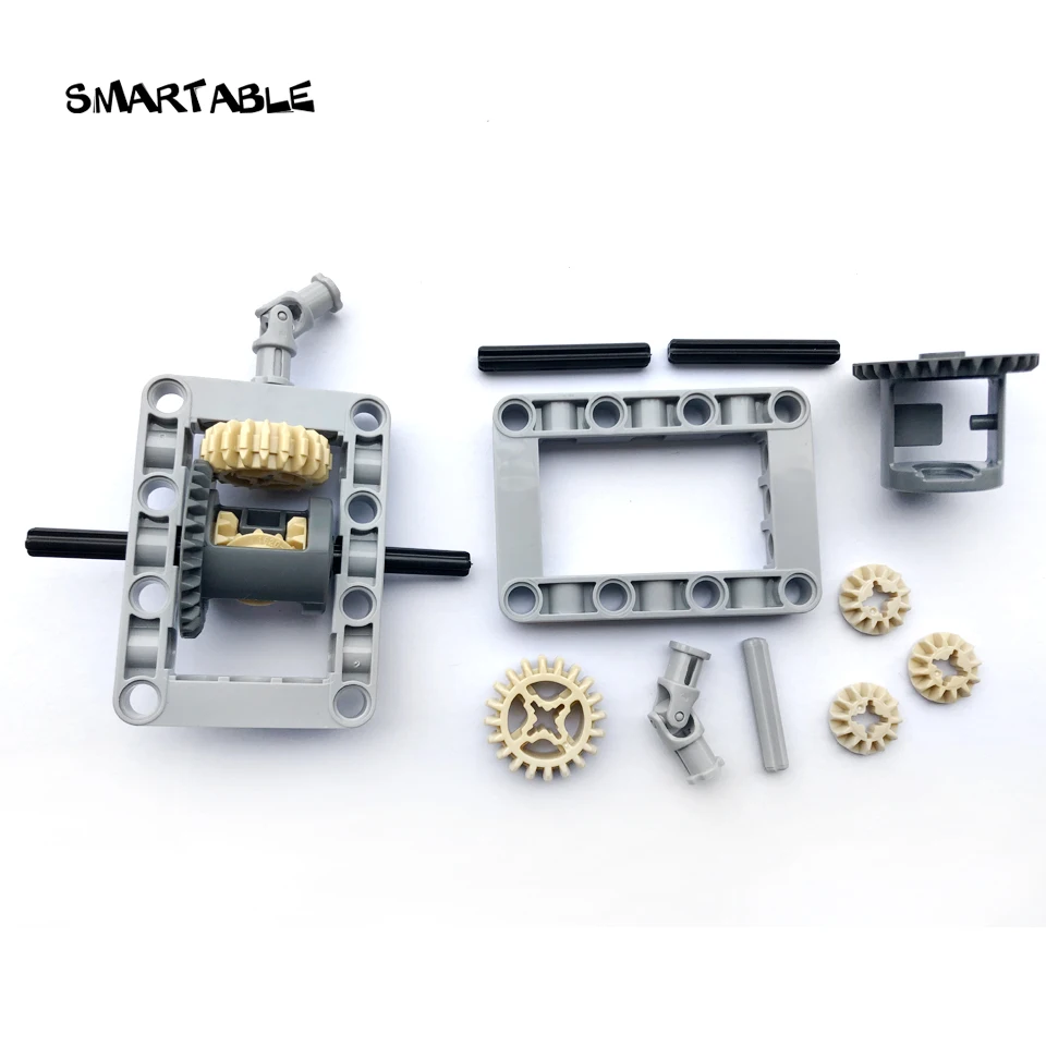 Smartable MOC – ensemble d'engrenages différentiels encadrés techniques, blocs de construction, pièces de châssis pour voitures, compatibles avec les grandes marques, 2 pièces/lot
