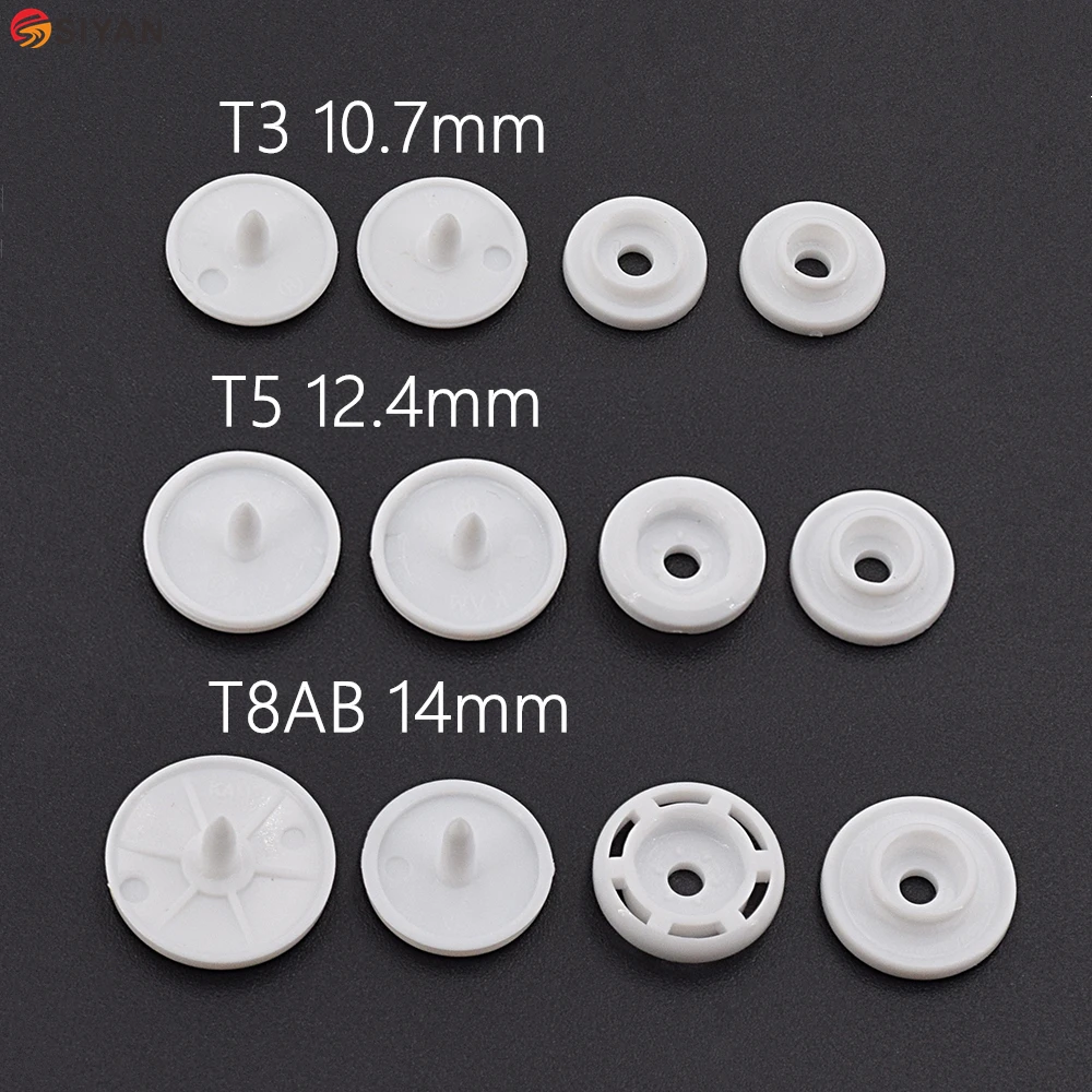 100 Sets KAM T3 T5 T8 Round Plastic Snaps Button Fasteners Quilt Cover Sheet Button Garment Accessories For Baby Clothes Clips