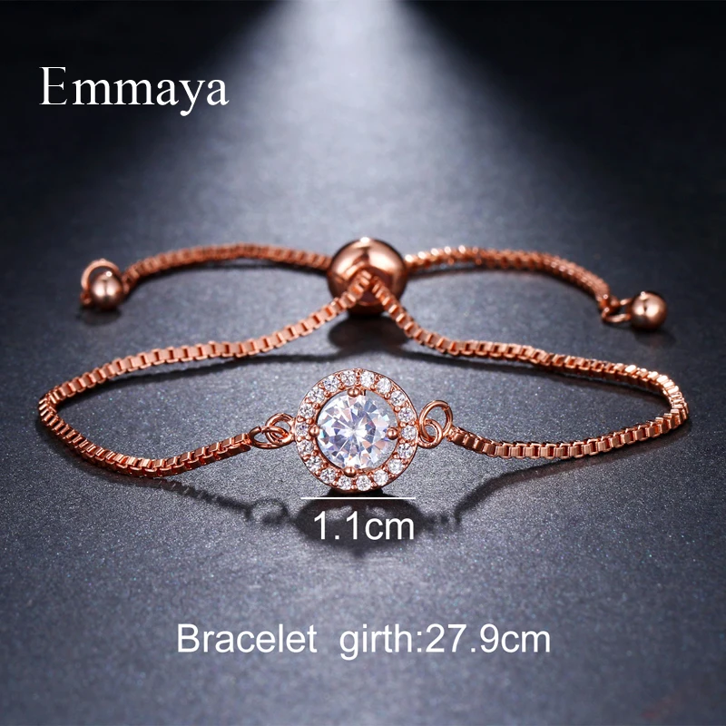 Emmaya Brand Fashion Elegance Two Colors AAA Zircon Adjustable Annular Round Crystal Bracelets For Women Jewelry Wedding Gift