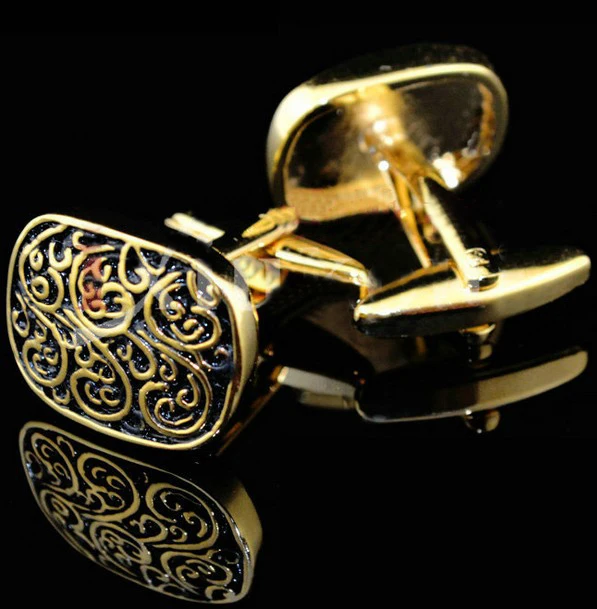 Gold-color Cufflinks gold-color royal engaving design hotsale copper material cufflinks whoelsale&retail