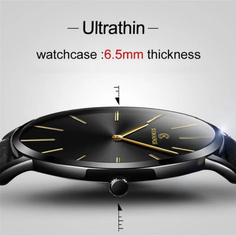 Ultra Thin Men Quartz Watch KEMANQI Luxury Male Clock Business Simple Mens Leather Wrist Watches Relogio Masculino erkek saat