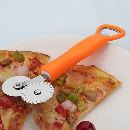 1PC S/Steel Double Wheel Pizza Cutter Round Pastry Pasta Dough Cake Knife Kitchen Accessories Bakeware Baking Tools  KX 184