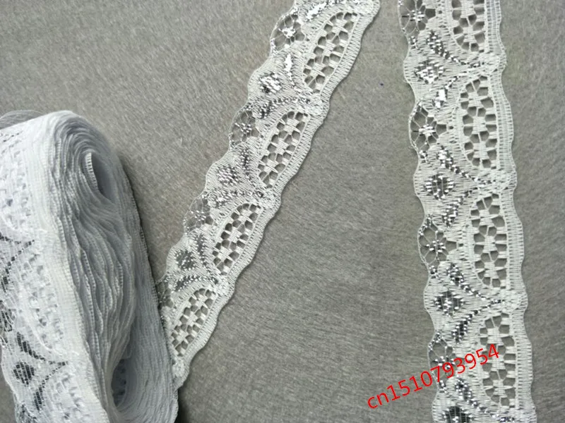 Nuovo! 10 yards bianco più argento oro beautiful lace ribbon, abbigliamento, matrimonio, tende DLY monili decorativi