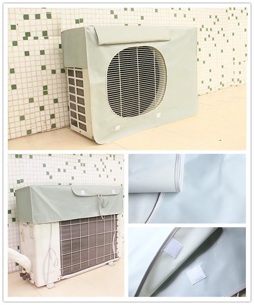 Custom Working Air Conditioner Cover Weather Wrap Hood Block Dust Rust Rain Snow Waterproof Case Green Blue Silver