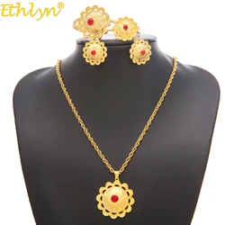 Ethlyn Jewelry Ethiopian/Eritrean Bride Gold Color Jewelry Sets With Stone African Ethnic Gifts Habesha Wedding Giving S197