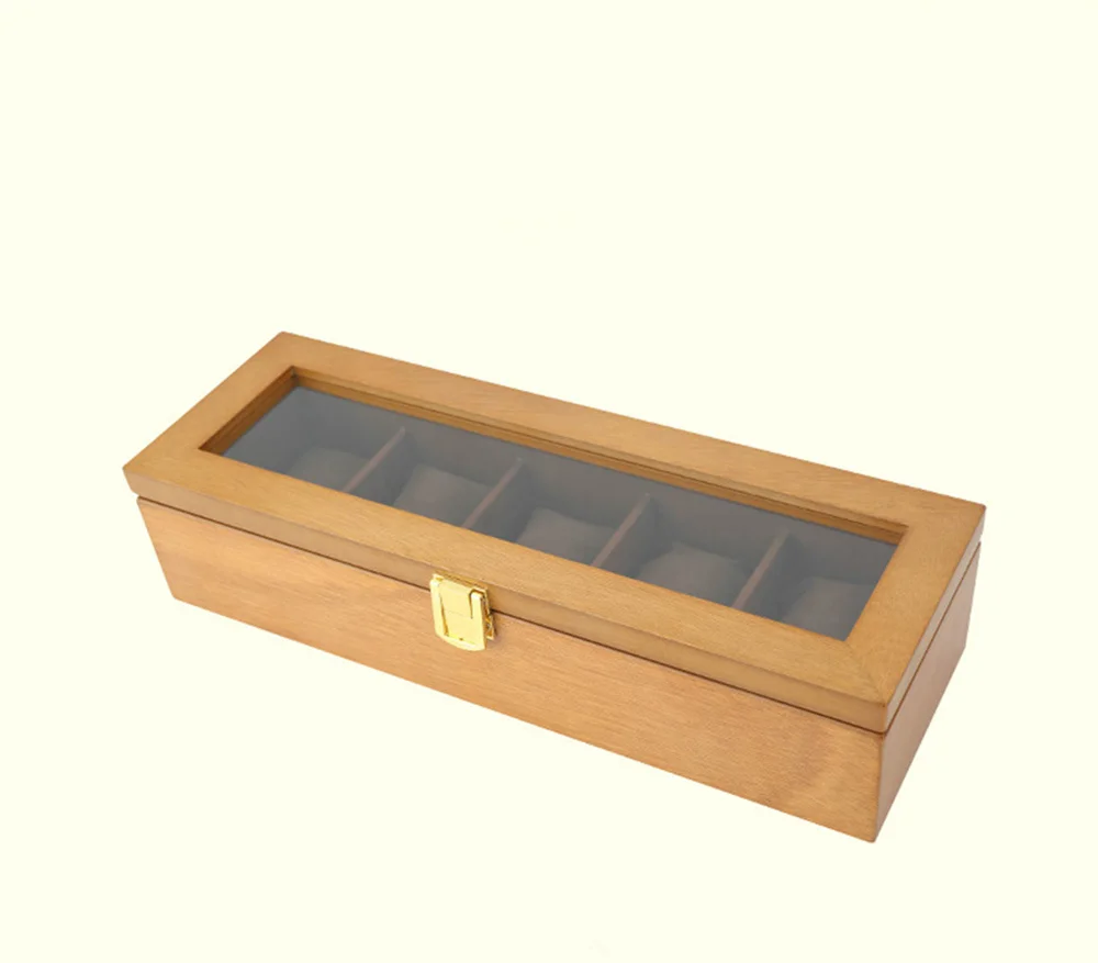 YA 5 Slots Wood Watch Box Organizer Luxury Watch Display Wooden Watch Holder For Men Jewelry Gift Case Watch Case Storage Box