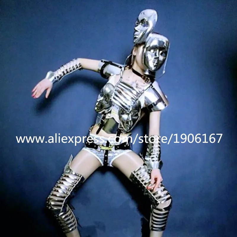 Nightclub Ballroom Costumes Female Warriors Modern Dance Clothes With Mask Halloween Catwalk Show Party Event Dress Suit