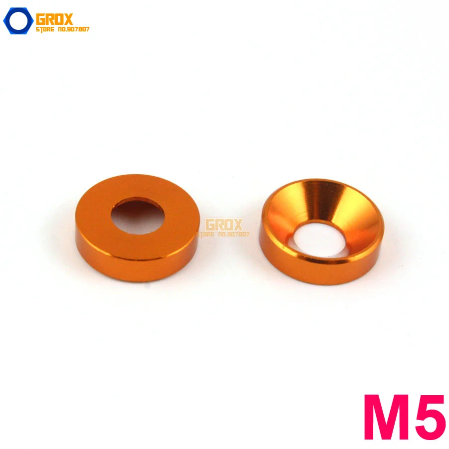 

25 Pieces M5 Orange Aluminum Washer Countersunk Flat Head Screw Washer