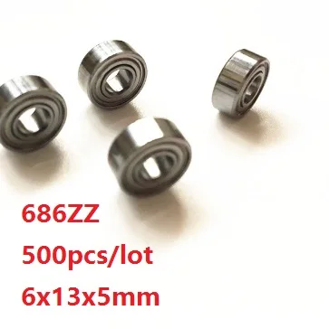 

500pcs/lot 686 ZZ 686Z 686ZZ 6x13x5mm Deep Groove Ball Bearings Miniature mini High-carbon steel bearing 6*13*5mm