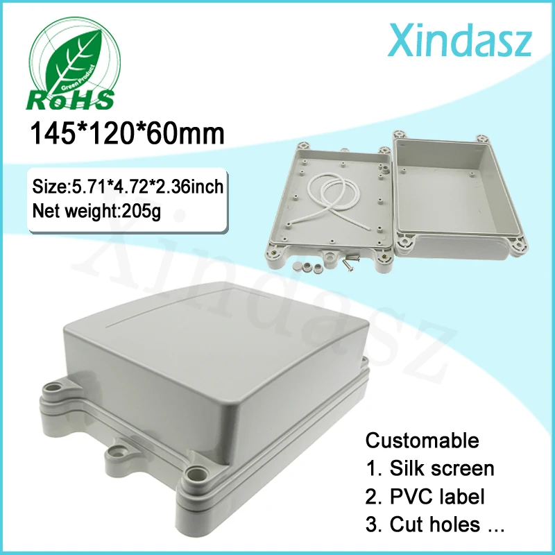 

2pcs/Lot Free shipping 145*120*60mm plastic box electronics wall-mounting Plastic enclosure waterproof Junction Case